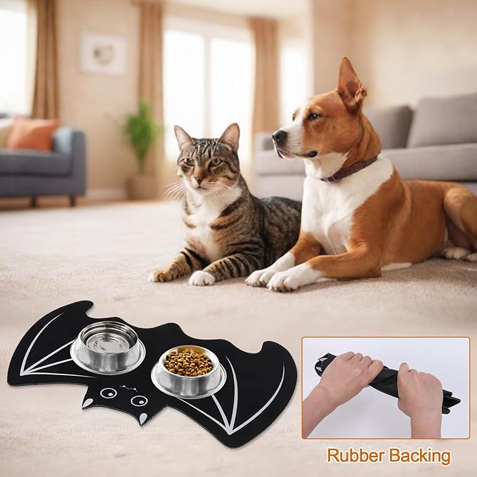 Halloween Pet Mat for Food and Water, Pet Feeding Mat for Dog Cat Bowl Absorbent Anti-Stain Non-Slip Quick Dry Easy Clean Floor Placemat, Pets Accessories Indoor (12 * 20 in)