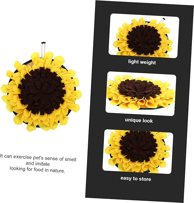 POPETPOP Sunflower Snuffle Mat for Dogs Wear-Resistant PET Feeding Mat Interactive Foraging Training Blanket Decorative Slow Feed Pad for Dogs and Cats Reduces Boredom Indoor Outdoor Use