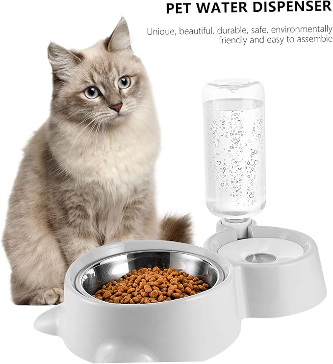 Yardwe Automatic Pet Feeder Bowl Dual-use Water and Food Dispenser for Dogs and Cats Spill Design Convenient Bottle Easy to and Maintain for Indoor Use
