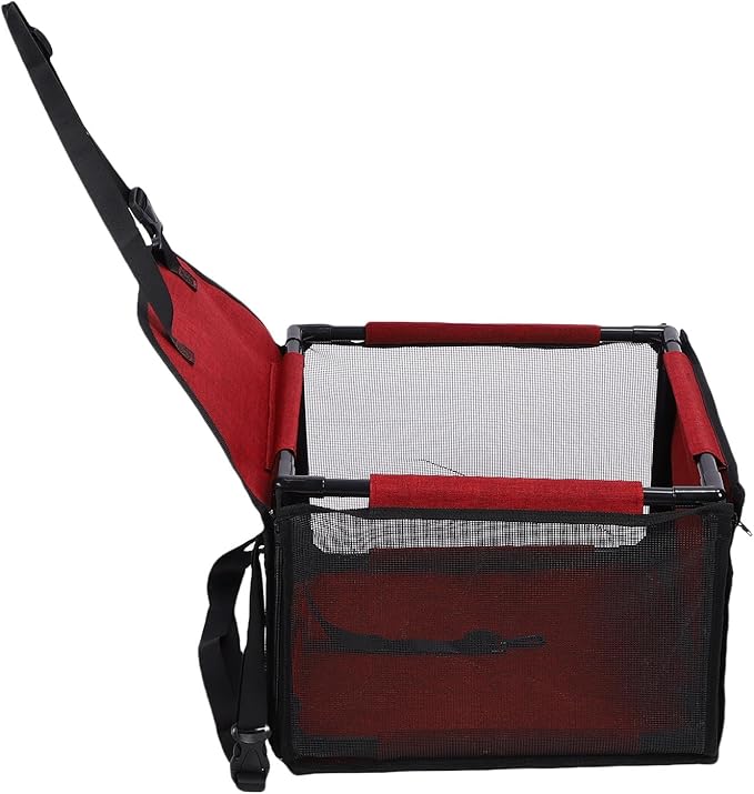 Dog Car Seat, Oxford Fabric Water Proof Dog Booster Seat Foldable Portable Pet Carseat Large Capacity Car Pet Bed, Puppy Carrier Safety Stable for Travel, 39x39x27cm (Red)