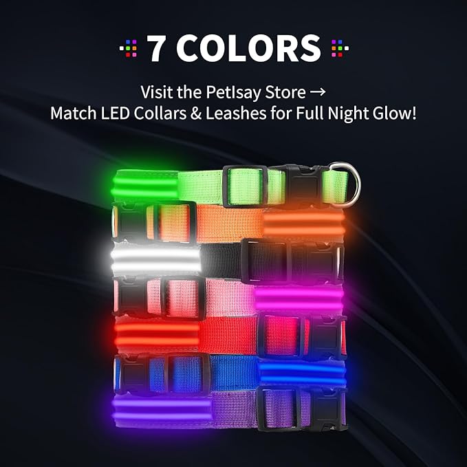 PetIsay Dog Light up Collar for Night Walking - High Visibility LED Dog Collar - Rechargeable - Waterproof - Reflective - Adjustable Lighted Glow Collars(Green, XLarge)