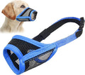 LUCKYPAW Dog Muzzle, Mesh Muzzle for Large Medium Dogs, Soft Mouth Cover to Prevent Biting Chewing, Drinkable Breathable Adjustable Puppy Mouth Guard(XL, Blue)