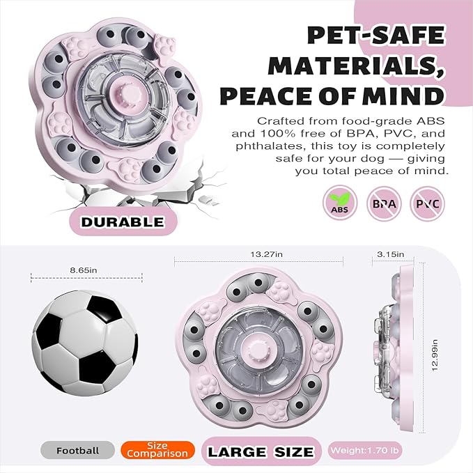 KADTC 3 Levels of Step-by-Step Challenge,Large Size,Dog Puzzle Feeder Toy - U.S. Brand & Design,Spin-to-Release Treat Dispenser For Dogs Boredom Toys Mental Stimulation Enrichment Slow Feeding Puzzles