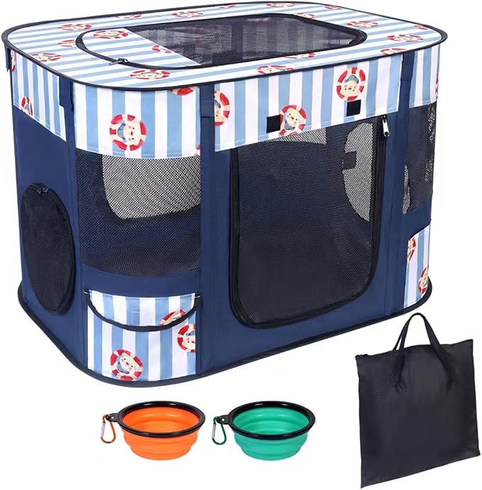 Foldable Dog Playpen Indoor,Expandable Puppy Playpen,Portable Pet Playpen for Small Animals,Waterproof Exercise Kennel Tent Crate for Travel,Camping, Home & Outdoor Use