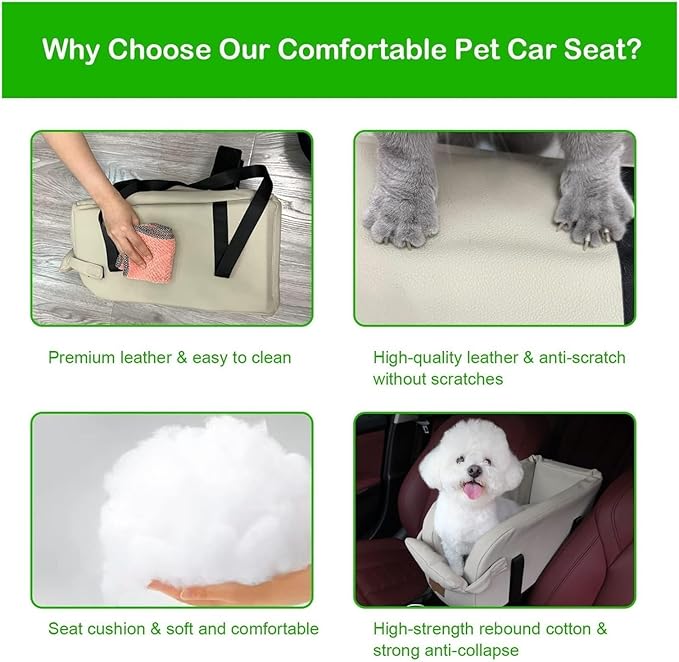 Dog Car Seat Dog Car Seat Centre Console Dog Booster Dog Car Seat Small Dog Cat Booster Seat for Dogs Cats Pets Up to 22lbs