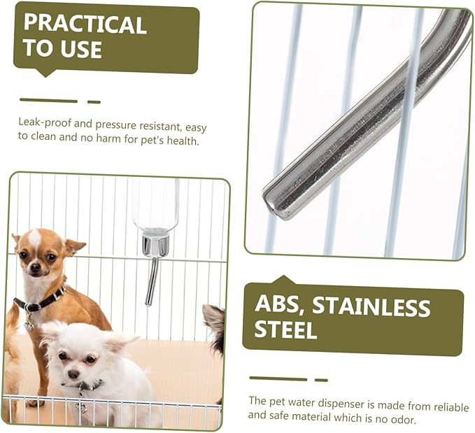 Automatic Pet Water Dispenser Small Transparent Hanging Bottle Pressure Resistant Dog Feeding Tool for Cage Wall Safe Odorless Material for Rabbits and Dogs
