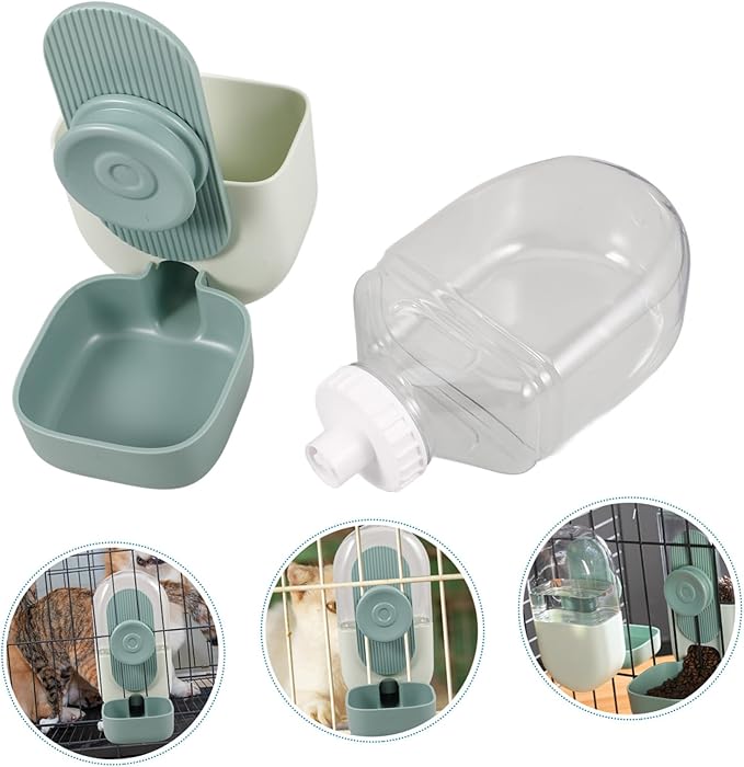 POPETPOP 2pcs Automatic Hanging Pet Water Dispenser Dog and Cat Water Feeder Lightweight Safe Design for Crate Use Easy Installation Mint Green