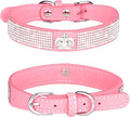 Small Dog Collars for Female Dogs, Cute Bling Rhinestone Crystal with Crown Glitter Diamond Bowtie Puppy Collars for XXS XS Small Medium Large Pet Girls Dogs Cats (S, Pink-4)