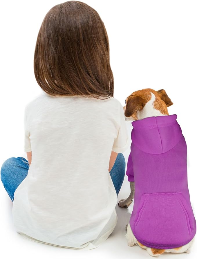 Dog Sweaters for Medium Dogs,Dog Hoodie Sweater Solid Soft Brushed Fleece Pet Clothes Pet Hoodie Sweatshirt with Pocket(Purple-M)