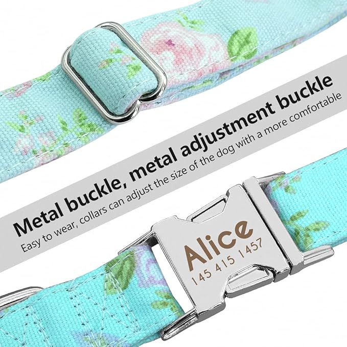 Dog Collar Personalized Nylon Small Dogs Puppy Collars Engrave Name ID for Small Medium Large Pet Pitbull German Shepherd 2 M