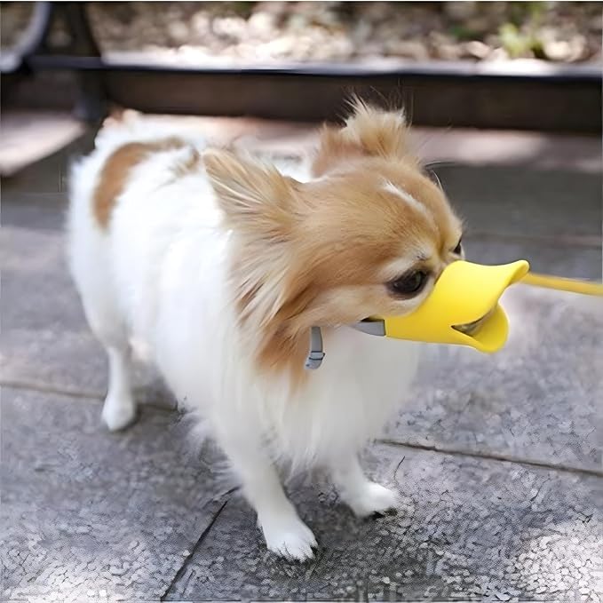 NACOCO Anti Bite Duck Mouth Shape Dog Mouth Covers Anti-Called Muzzle Masks Pet Mouth Set Bite-Proof Silicone Material (Yellow, S)