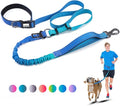Heavy Duty Hands Free Dog Leash, 4-6 FT Reflective Adjustable Waist Dog Leash Belt with Padded Handles, Shock Absorbing Bungee and Car Seat Belt for Large Medium Dogs (Gradient Cobalt, L)
