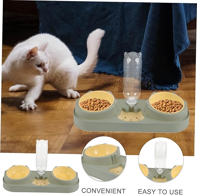 Happyyami Cat Slow Feeder Automatic Dog Bowl Raised Platform Pet Feeder and Drink Random Style