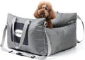 Dog Car Seats for Small & Medium Dogs, Waterproof Dog Booster Seat with Storage Pockets Soft Travel Bed with Clip-On Safety Dogs Leash and Secure Straps Puppy Travel Carrier Bed，Gray