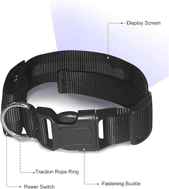 LED Collar, Wear 450mAh Battery Programmable Pattern Text LED Dog Collar Rechargeable High Visibility Easy for Outdoor Camping