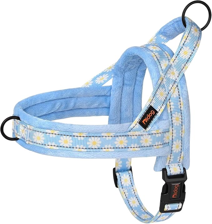 Didog No Pull Dog Harness with Soft Padded, Easy Walk Dog Harness with Quick Release Buckle, Adjustable & Reflective Pet Harness with Soft Padded for Medium Dogs (M:Chest 22-26", Blue)