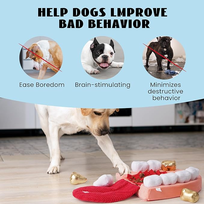 Nocciola Interactive Teeth Dog Toys – Enrichment Puzzle Funny Dog Toy for Small to Large Dogs, Non-Slip Hide and Seek Dog Toys to Keep Dogs Busy