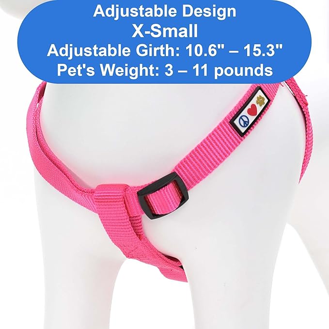 Pawtitas Personalized Dog & Puppy Harness Extra Small Pink Custom ID Tag Adjustable No Pull Vest