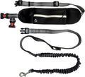 FJ Four Joys Hands Free Dog Leash with Zipper Pouch, Waist Leash for Dog Walking with Shock Absorbing Bungee for Walking, Jogging and Running (Black)