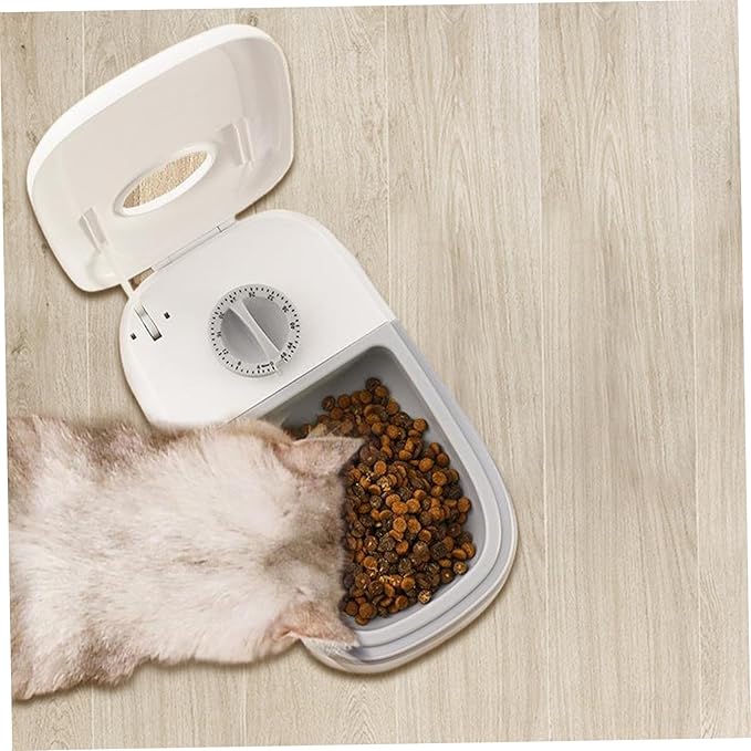 Automatic Feeders, Automatic Pet Feeder 24 Hours Retain Freshness ABS Timed Cat Feeder for Wet & Dry Food Non-Slip Foot Mat Sealed Detachable Automatic Feeder,Single-Meal