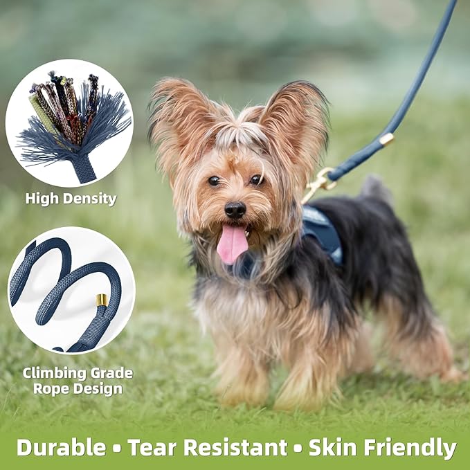 Durable Handwoven Dog Leash for Small & Medium Dogs, 5/16 inch Rope Lead with Anti-Tangle Swivel Clip, Soft & Lightweight, 5FT Long – Ideal for Daily Walking & Training (Prussian Blue)