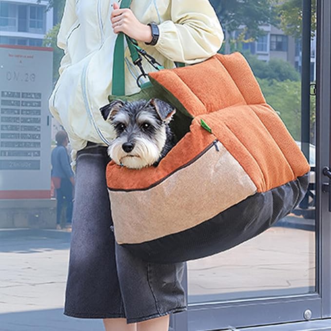 Dog Booster Car Seat - Soft Portable 2-in-1 Pet Carrier with Pockets and Seatbelt | Large Cat Carrier - for Truck SUV Back Front Road Trip Daily Commute Puppy Indoor Golf Cart Outing Shopping Public