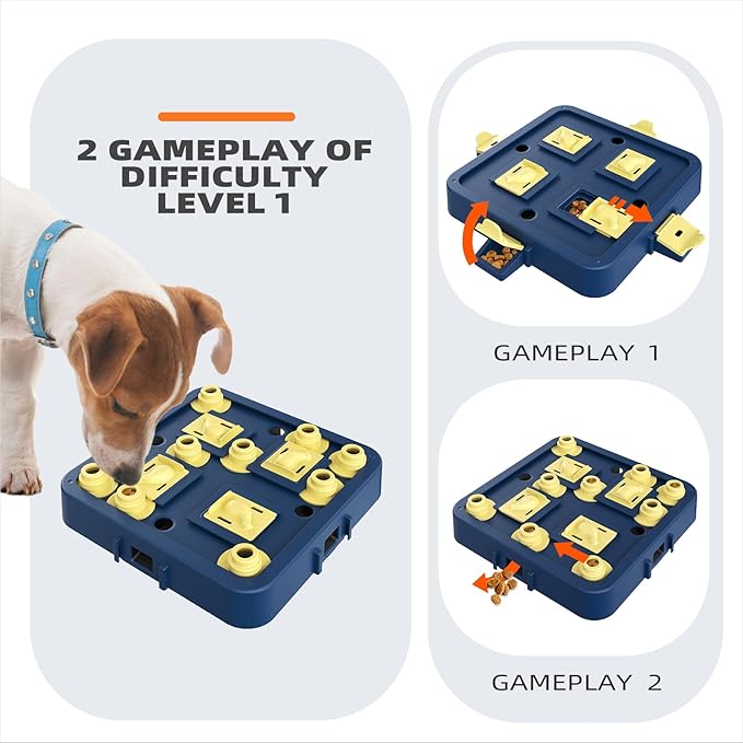 KADTC Dog Chess Puzzle Toy, U.S. Brand & Design - 3 Levels of Step-by-Step Challenge,Easy-to-Advanced for Smart Dogs Interactive Boredom Buster Mental Stimulation Enrichment Puppy Treat Brain Games