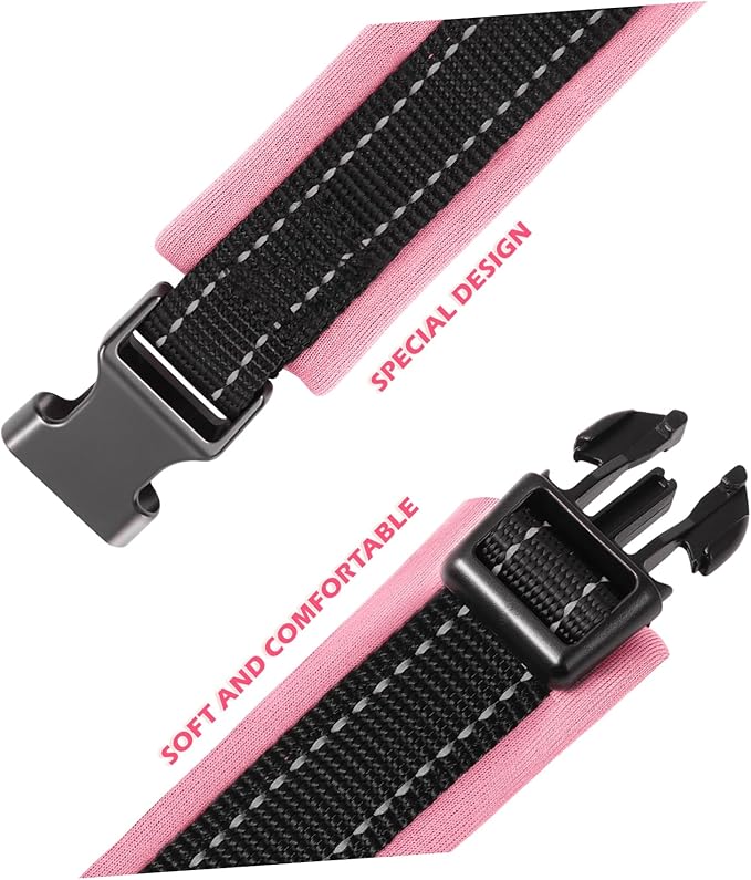 Reflective Dog Collar Pet Collar for Dogs Breathable Adjustable Fit Pink