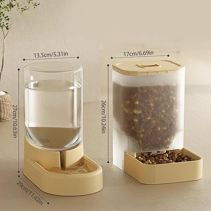 Clear Feeder and Water Dispenser Set for Home and Office Use Antislip Food Container Feeding Station for Cats Dog Automatic Feeder