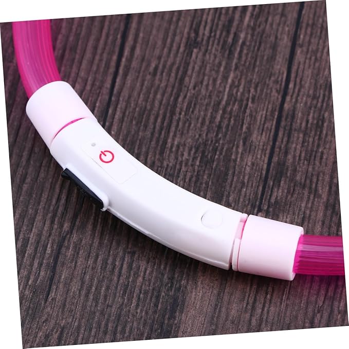 Milisten Led Night Light Dog Collar USB Rechargeable Pet Collar Flashing Light Modes Neon Pink for Safe Walks