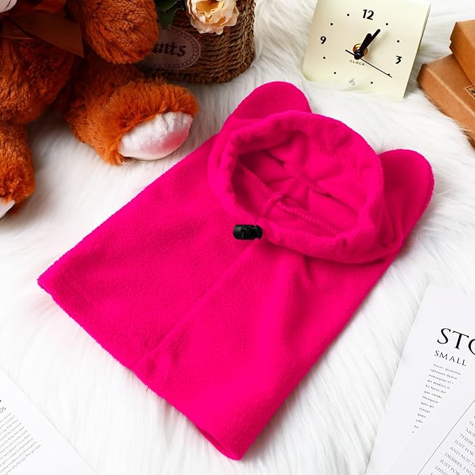 Winter Dog Hats Quiet Ears for Dogs Ear Muffs Pet Neck Warmer Scarf Hoodie Noise Protection Cover Beanie Head Wrap Costume for Pet Dog Cats(Rose Red,S)
