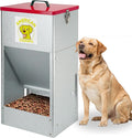 Automatic Dog Feeder with Wheels, 25lb Heavy Duty Galvanized Steel Gravity Food Dispenser - Easy to Move Rolling Pet Food Station for Indoor & Outdoor Use