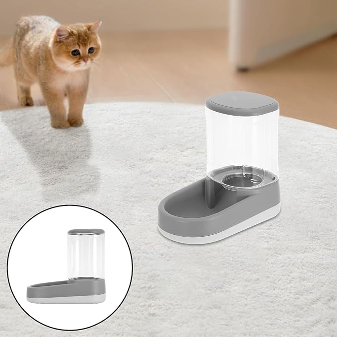 ibasenice Automatic Pet Feeder and Gravity Water Dispenser Bowl for Small to Medium Dogs and Cats, Elegant Gray Food and Water Feeding Station for Puppies and Kittens