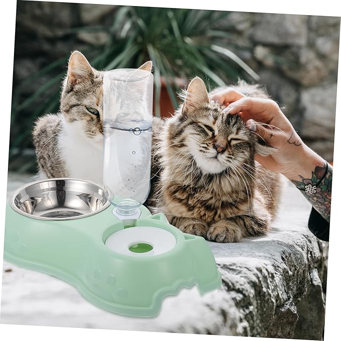 1Set Pet Double Feeder for Dogs and Cats Automatic Water Food Feeding Device with Non Slip Base Practical Pet Supply for Home and Pet Shops for Rabbits and Other