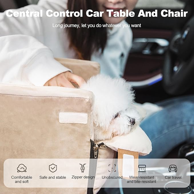 Ergocar Pets Booster Seat for Car Front Seat Travel Carrier Cage Breathable Collapsible Soft Cute Washable Portable Small Dogs & Cats Pet Car Seat Puppy Car Seat Within 6kg-White