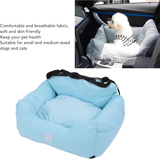Fockety Dog Car Seat, Washable Breathable Dog Booster Car Seat Pet Booster Seat with Secure Straps, Pet Car Seat Portable Pet Travel Carrier for Small Medium Cats
