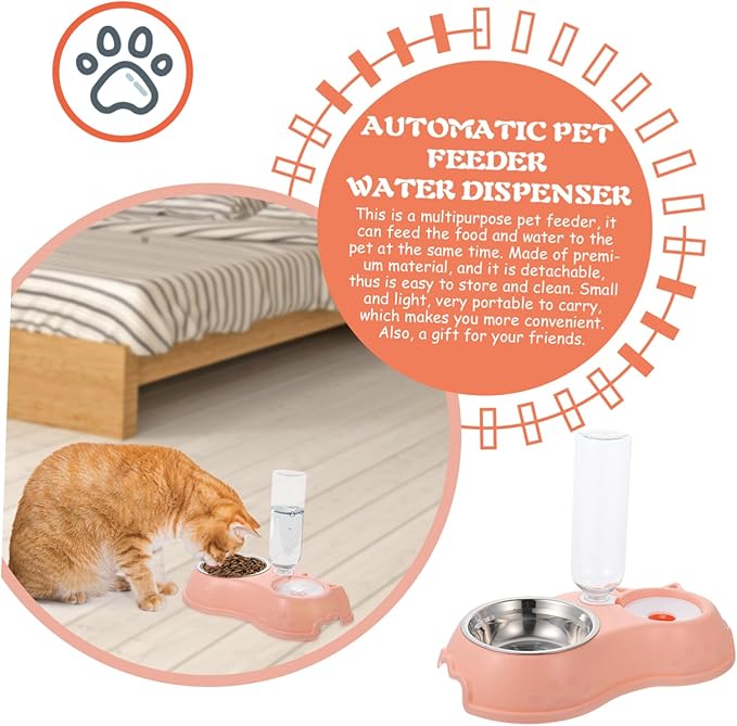1set Automatic Dual Pet Feeder and Water Dispenser Convenient Two-one Pet Feeding Bowl for Cats and Dogs Easy to Monitor Refillable Water and Food Capacity for Busy Owners