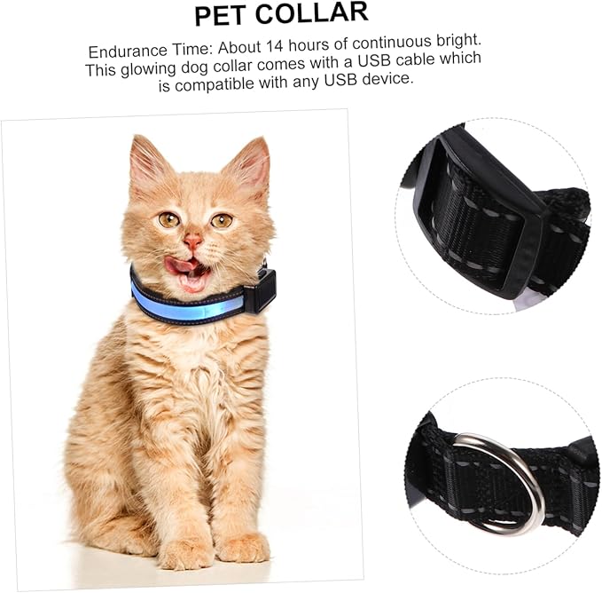 balacoo 1set Led Solar-Powered Dog Collar Glowing USB Rechargeable Flashing for Nighttime Visibility for Camping and Outdoor Adventures