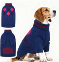 Dog Sweater for Medium Large Dogs, Cold Weather Cable Knit Pullover, Thick Warm Turtleneck Winter Clothes for French Bulldog, Labrador, Golden Retriever, German Shepherd, Great Dane- Blue L