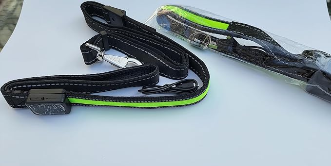 LED Dog Collar and Leash Light USB Rechargeable Color Changing, Glow in The Dark Dog Collars and Leash Waterproof (Green, Collar Small + Leash)