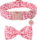 Valentine’s Day Dog Collar with Bow Tie, Pink Heart Bowtie Collar with Metal Buckle, Valentine’s Day Gift Pet Collar for Puppy Girl Boy Dog or Cat, Wedding Dog Collar, XS, Neck 8-12in