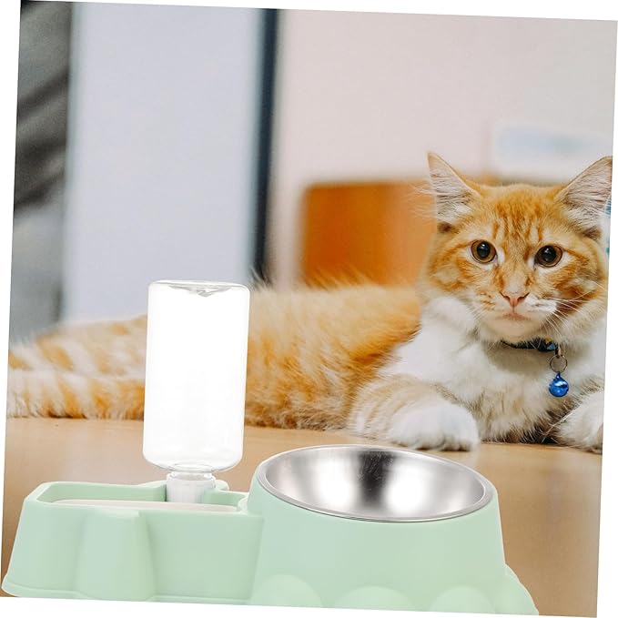 Automatic Stainless Steel Dog Feeder and Water Dispenser Bowl Stable Anti-Skid Dual-use Pet Food and Water Container for Puppies and Dogs Spill-Resistant Green Design