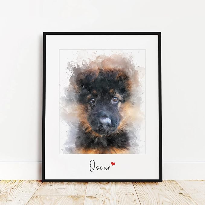 Pet Portrait from Your Photos - Dog Memorial Gifts for Loss of Dog, Personalized Gift for Her Birthday, Pet Memorial Gift for Dog, Gift for Women/Men, Cat & Dog Portrait, Vibrant Watercolor