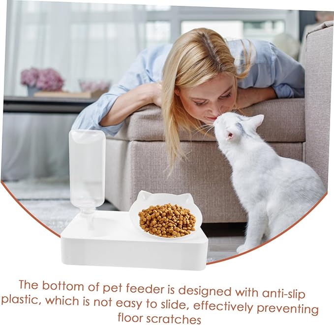 SUPVOX Pet Accessory Set 500ml Automatic Water Bowl Dispenser Dog Waterer Slow Feeding Bowl White Easy Random Style