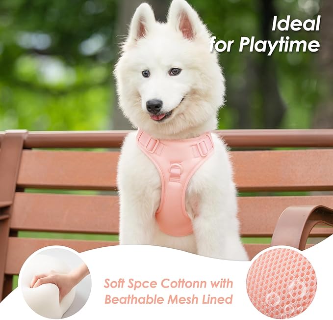 No Pull Dog Harness, Puppy Vest with Front Clip for Small Medium Large Sized Dog(Light Pink,XL)