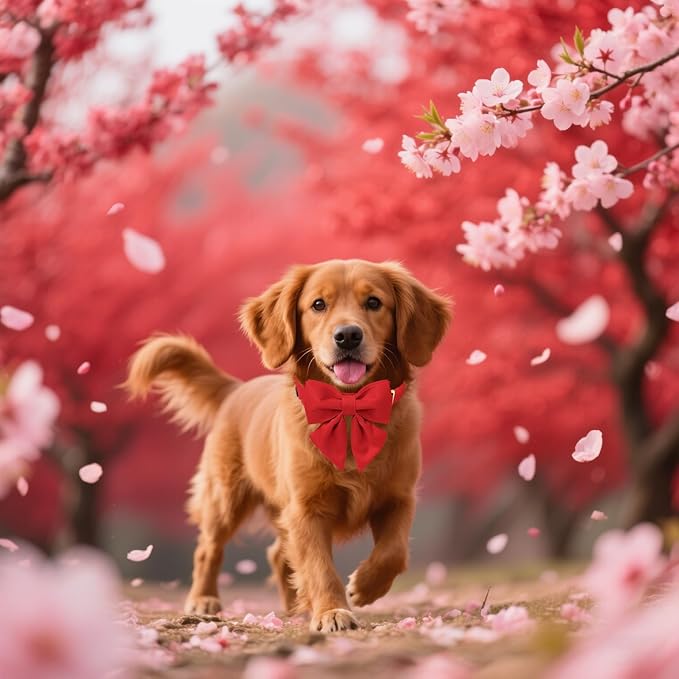 Maca Bates Red Dog Collar with Cute Solid Sailor Bow Tie for Extra Small Girl Boy Dogs,Girly Adjustbale Durable Breakaway Soft Collars with Bowtie for Female Male Puppy,Pet with Metal Buckle