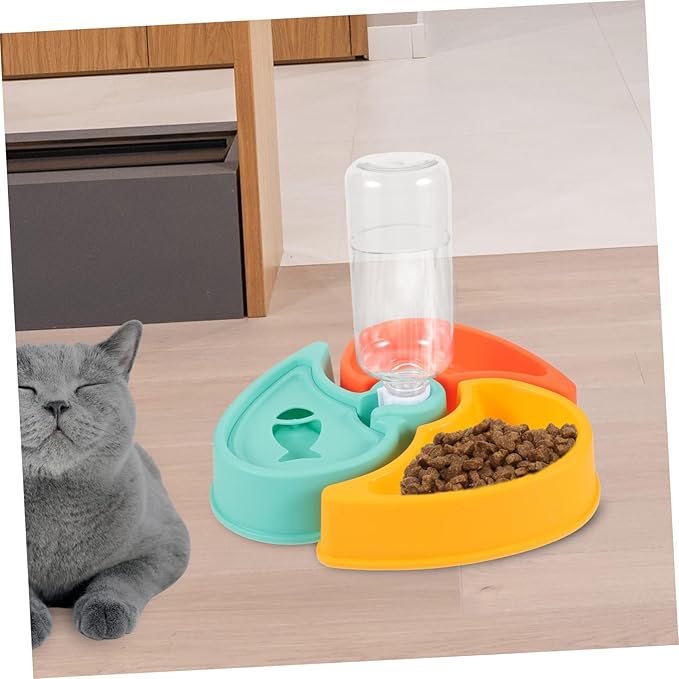 SUPVOX Automatic Pet Feeder and Water Bowl Capacity Dry and Wet Separation Design for Cats and Small Dogs Sturdy Materials Convenient and Practical Pet Dish