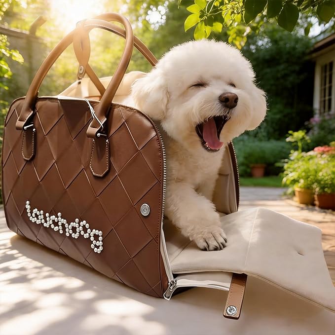TOUCHDOG Center Console Dog Car Seat – Detachable & Washable Pet Carrier for Small Dogs up to 15 lbs, Adjustable Straps, Anti-Slip Base, Foldable Travel Bed with Safety Clip