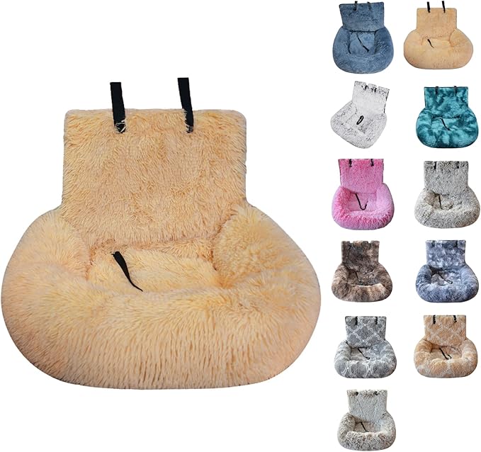 Car Dog Bed with Safety Straps, for Large&Small Dogs, Pets Bed for Travel with Thick Cushion Removable and Easy to Clean (A, s)