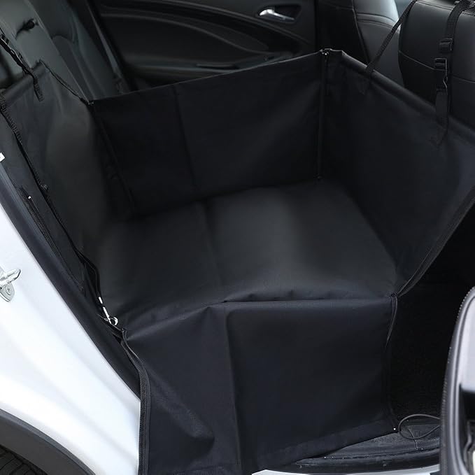 Vedem Dog Booster Car Seat Pet Back Seat Cover for Small Dogs (Solid-Black)